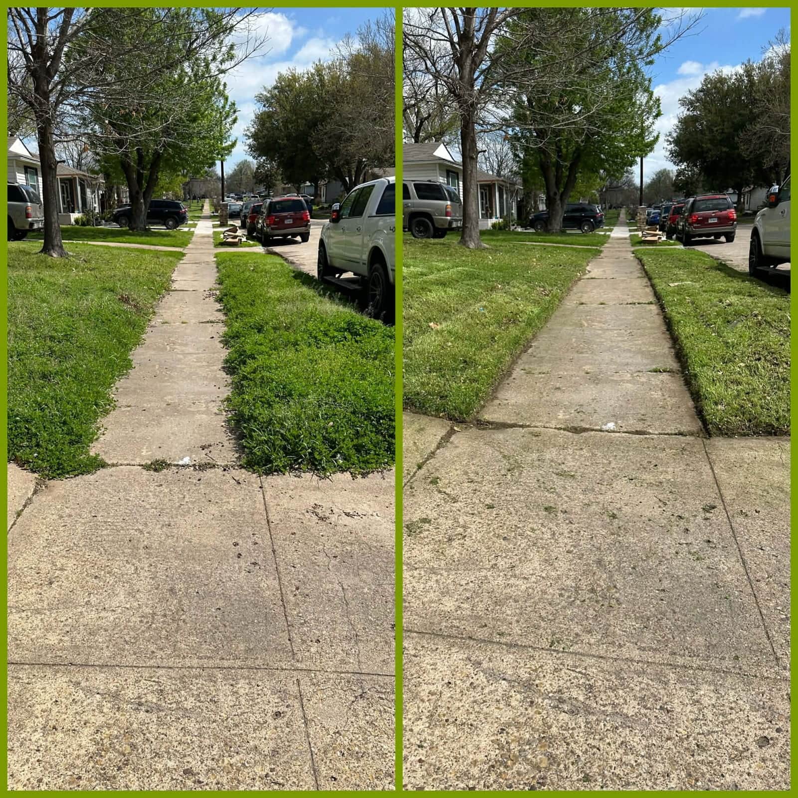 Sidewalk edging, before and after