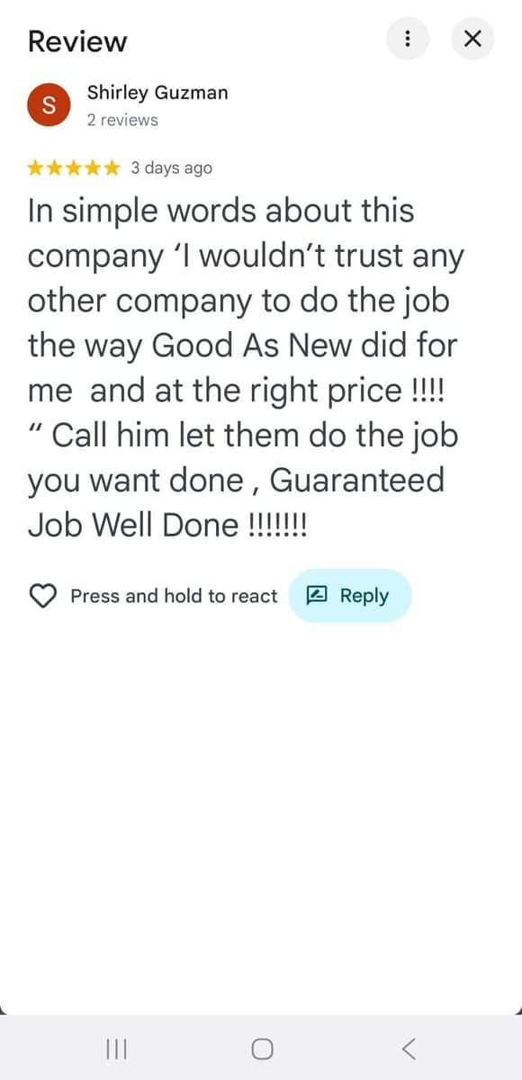 Google review from Shirley Guzman